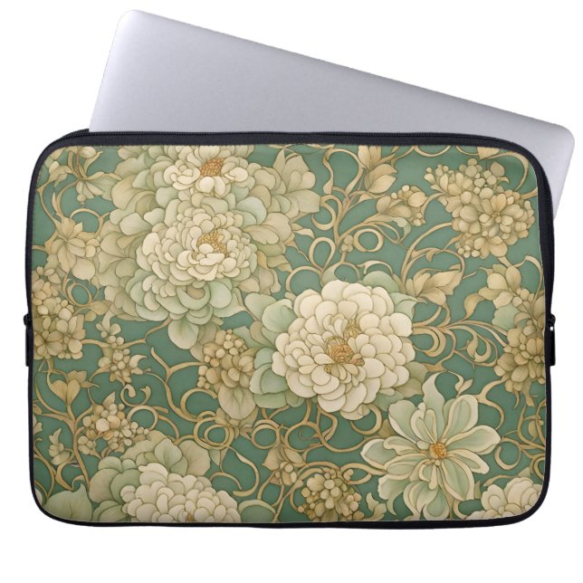 Nostalgische bloemen in  tinten laptop sleeve (Voorkant)