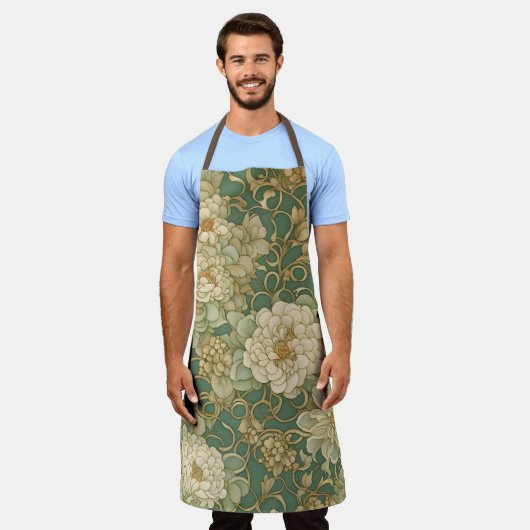 Nostalgische bloemen in tinten schort (Gedragen)