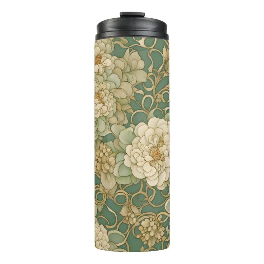 Nostalgische bloemen in  tinten thermosbeker (Voorkant)