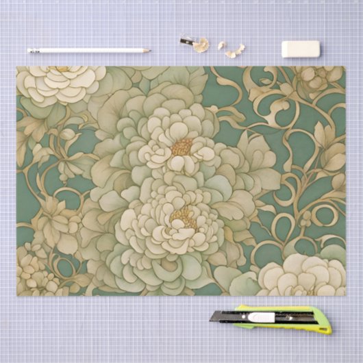 Nostalgische bloemen in  tinten tissuepapier (Craft)