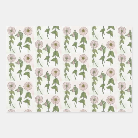 Nostalgische bloemen inpakpapier vel (Voorkant 3)