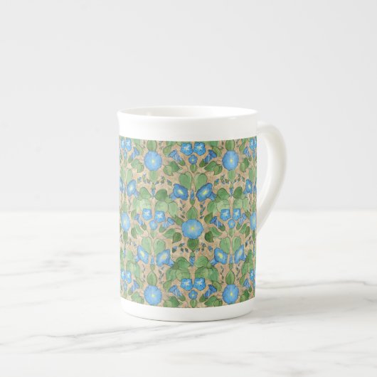 Nostalgische Blue Morning Glory Bone China Mok (Voorkant rechts)