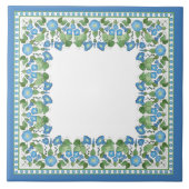 Nostalgische Blue Morning Glory Ceramic Tile Tegeltje (Voorkant)