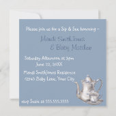 Nostalgische Blue Tea Time Sip en See Baby shower Kaart (Achterkant)