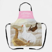 Nostalgische Boerderij ganzen gepersonaliseerd roz Schort (Voorkant)