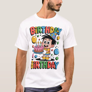 Nostalgische Cartoon-verjaardags-t-shirts voor kin T-shirt