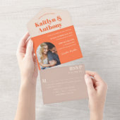 Nostalgische Charm Retro Trouwfoto All In One Uitnodiging (Afscheurbaar)