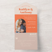 Nostalgische Charm Retro Trouwfoto All In One Uitnodiging (Binnen)