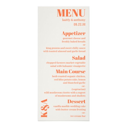 Nostalgische Charm Retro Wedding Menu (Voorkant)