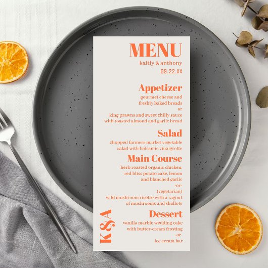 Nostalgische Charm Retro Wedding Menu