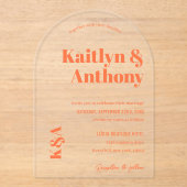 Nostalgische charme retro bruiloft acryl uitnodigingen (Voorkant)