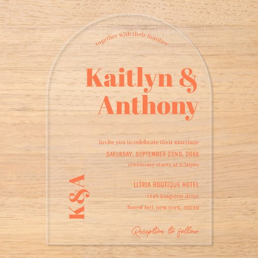 Nostalgische charme retro bruiloft acryl uitnodigingen (Voorkant)