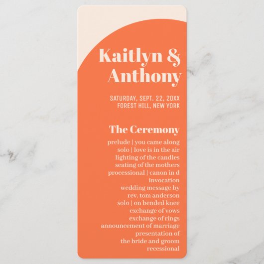 Nostalgische charme retro bruiloft programmakaart (Voorkant)