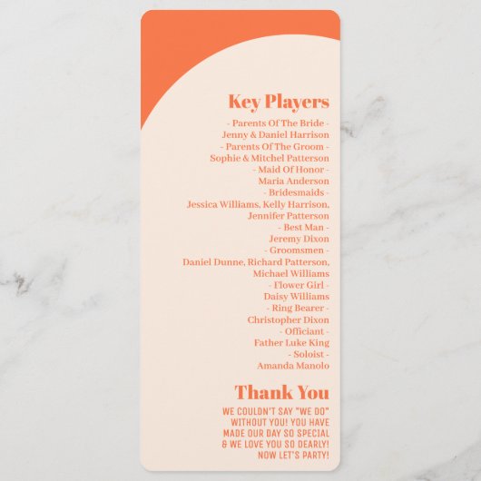 Nostalgische charme retro bruiloft programmakaart (Achterkant)