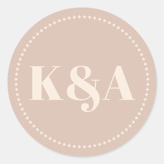 Nostalgische charme retro bruiloft ronde sticker (Voorkant)