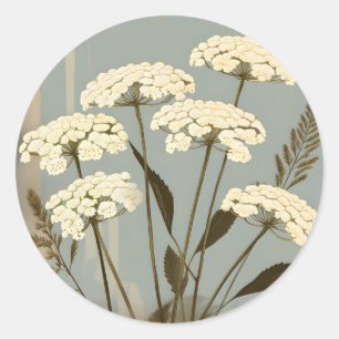 Nostalgische duizendblad botanisch ronde sticker
