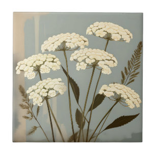 Nostalgische duizendblad botanisch tegeltje