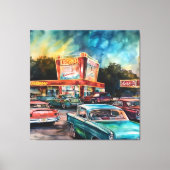 Nostalgische Era Drive-in Canvas Digitale Kunst Pr (Voorkant)
