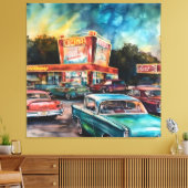 Nostalgische Era Drive-in Canvas Digitale Kunst Pr (Insitu (Woonkamer))