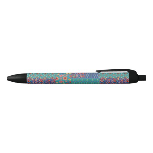 Nostalgische Faux Patchwork Patroon Zwarte Trim Pe Inkt Pen (Bovenkant)