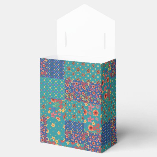 Nostalgische Faux Patchwork Tent Favor Box Bedankdoosjes (Geopend)