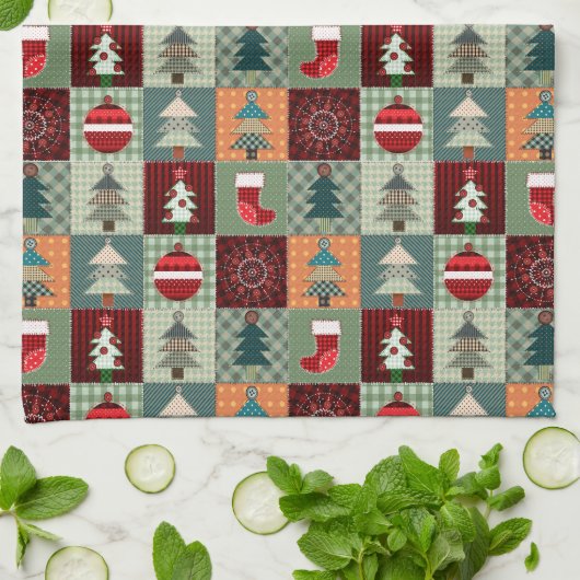 Nostalgische feestdag theedoek (Gevouwen)