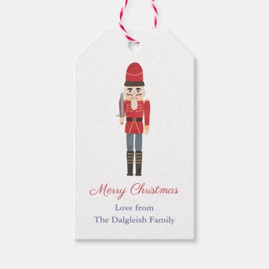 Nostalgische Feestdagen Rood Witte Notenkraker Cadeaulabel (Voorkant)