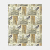 Nostalgische  fietser en fietsenwiel en collage fleece deken (Voorkant)