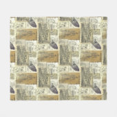 Nostalgische  fietser en fietsenwiel en collage fleece deken (Voorkant (Horizontaal))