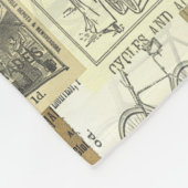 Nostalgische  fietser en fietsenwiel en collage fleece deken (Hoek)