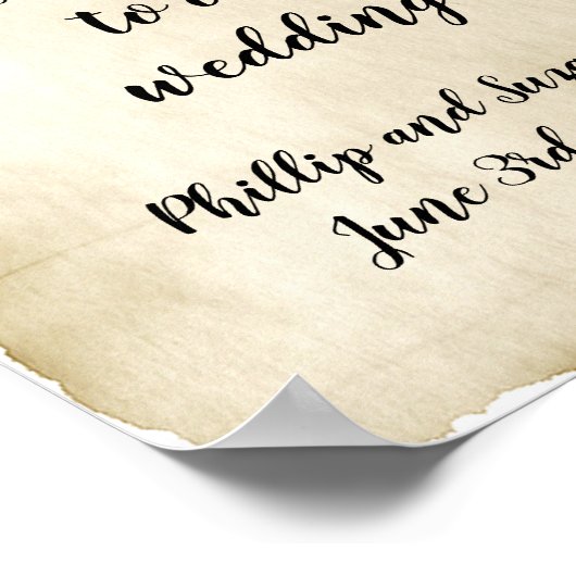 Nostalgische  Floral Wedding Welkom Poster (Hoek)