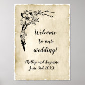 Nostalgische  Floral Wedding Welkom Poster (Voorkant)