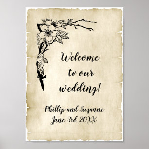 Nostalgische Floral Wedding Welkom Poster