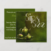 Nostalgische Forest Tea Time Sip and See Baby show Kaart (Voorkant / Achterkant)