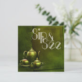 Nostalgische Forest Tea Time Sip and See Baby show Kaart (Staand voorkant)