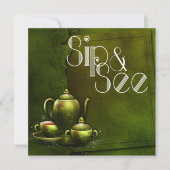 Nostalgische Forest Tea Time Sip and See Baby show Kaart (Voorkant)