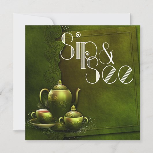 Nostalgische Forest Tea Time Sip and See Baby show Kaart (Voorkant)