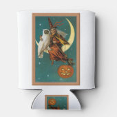 Nostalgische Gelukkige Halloween Heks & Uil Blikjeskoeler (Achterkant)