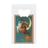 Nostalgische Gelukkige Halloween Heks & Uil Creditkaart Flessenopener (Achterkant)