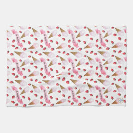 Nostalgische gepersonaliseerde Waterverf ijssalon Theedoek