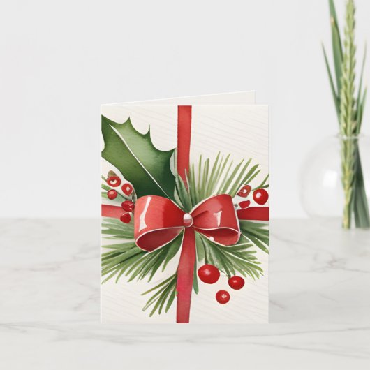 Nostalgische Gift Waterverf Foto Kerst Kaart (Voorkant)