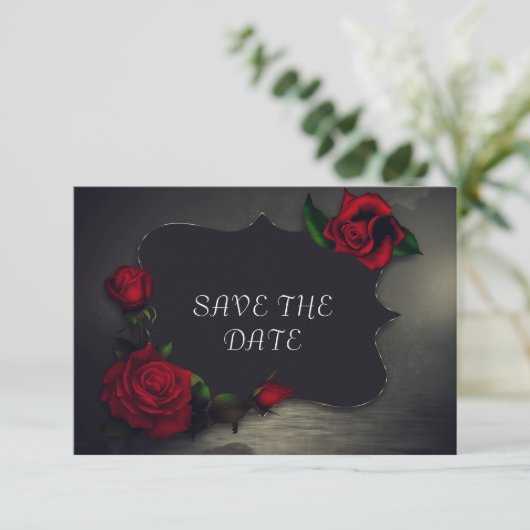 Nostalgische gotische liefde Verjaardag Save The Date (Staand voorkant)