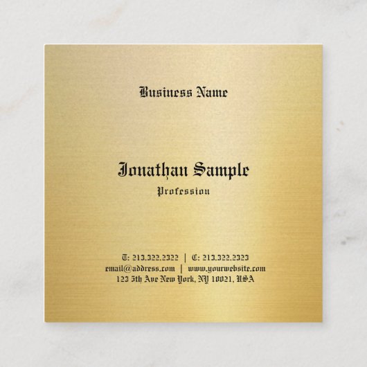 Nostalgische gouden Sjabloon  Classic Look Vierkante Visitekaartje (Achterkant)