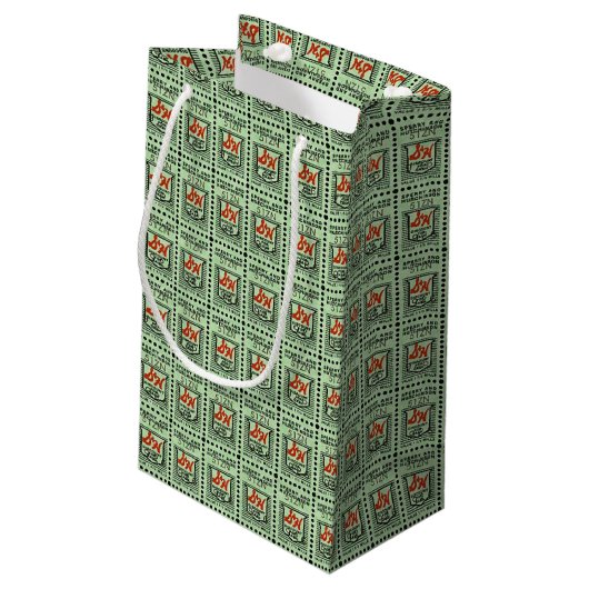 Nostalgische groene strepen klein cadeauzakje (Achterkant Gekanteld)