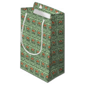 Nostalgische groene strepen klein cadeauzakje (Voorkant Gekanteld)