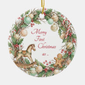 Nostalgische Grootouders Eerste Kerstdag Foto Keramisch Ornament (Voorkant)