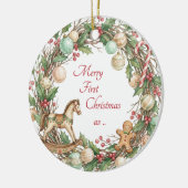 Nostalgische Grootouders Eerste Kerstdag Foto Keramisch Ornament (Links)