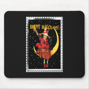 Nostalgische Halloween Goede Heks en haar Kat Muismat