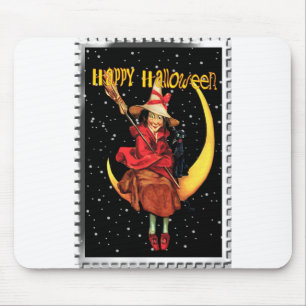 Nostalgische Halloween Goede Heks en haar Kat Muismat