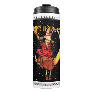 Nostalgische Halloween Goede Heks en haar Kat Thermosbeker